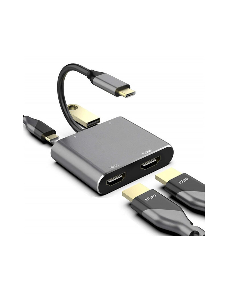 Adapter USB 3.1 tip C (M) - 2 x HDMI + USB 3.0 + PD 60W (4 u 1) E-GREEN - 1