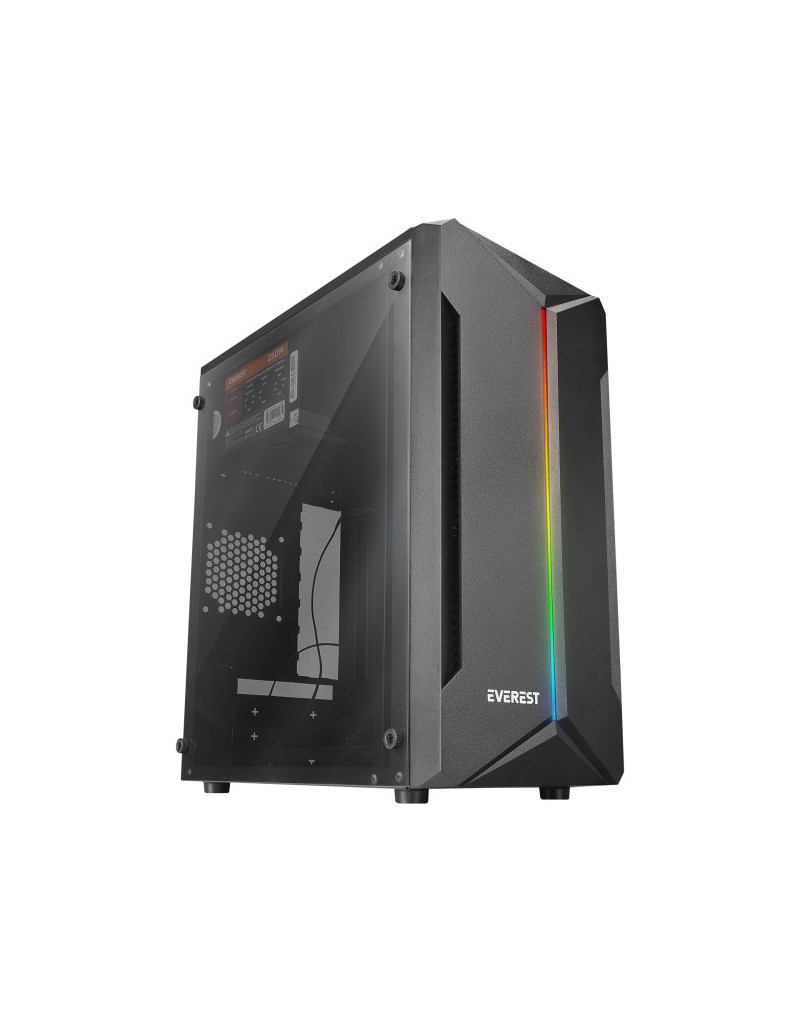 Kuciste Everest Saber 250W Akrilna stranica, M-ATX/RGB strip  - 1