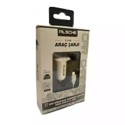 Auto punjač Alsche 2-4A Beli sa Micro USB kablom  - 1