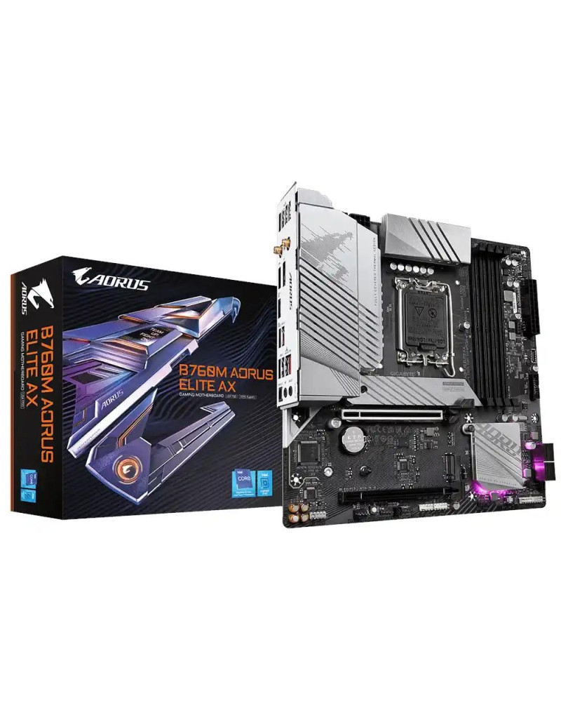 Matična ploča 1700 Gigabyte B760M AORUS ELITE AX DDR5 HDMI/DP/M-2  - 1