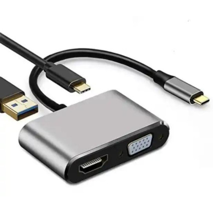 Adapter-konverter USB Tip C na HDMI 4K/VGA/1xUSB 3-0/Type C Linkom  - 1