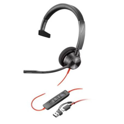  Slušalice sa mikrofonom HP Poly Blackwire 3320 mono usb-c + usb c/a adapter...  - 1