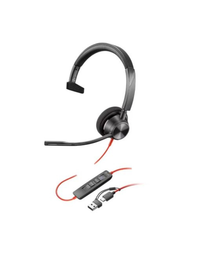 Slušalice sa mikrofonom HP Poly Blackwire 3320 mono usb-c + usb c/a adapter... - 1 Slušalice sa mikrofonom HP Poly Blackwire 3320 mono usb-c + usb c/a adapter... - 1