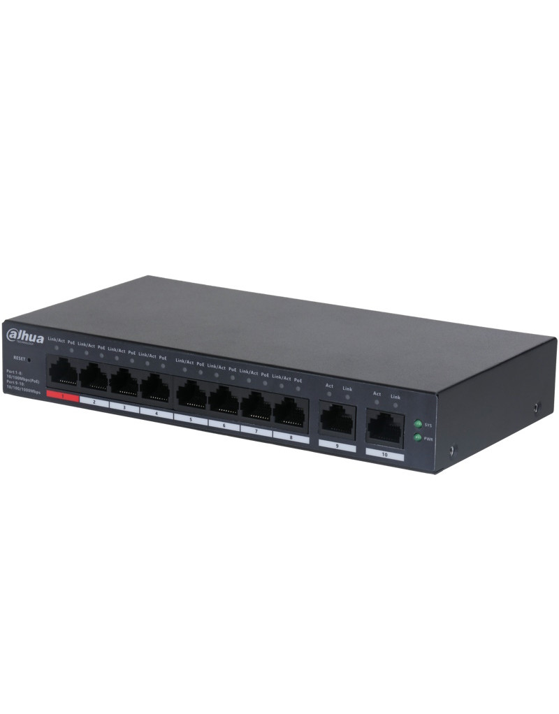 CS4010-8ET-110 10-Port Cloud Managed Desktop Switch with 8-Port PoE DAHUA - 1