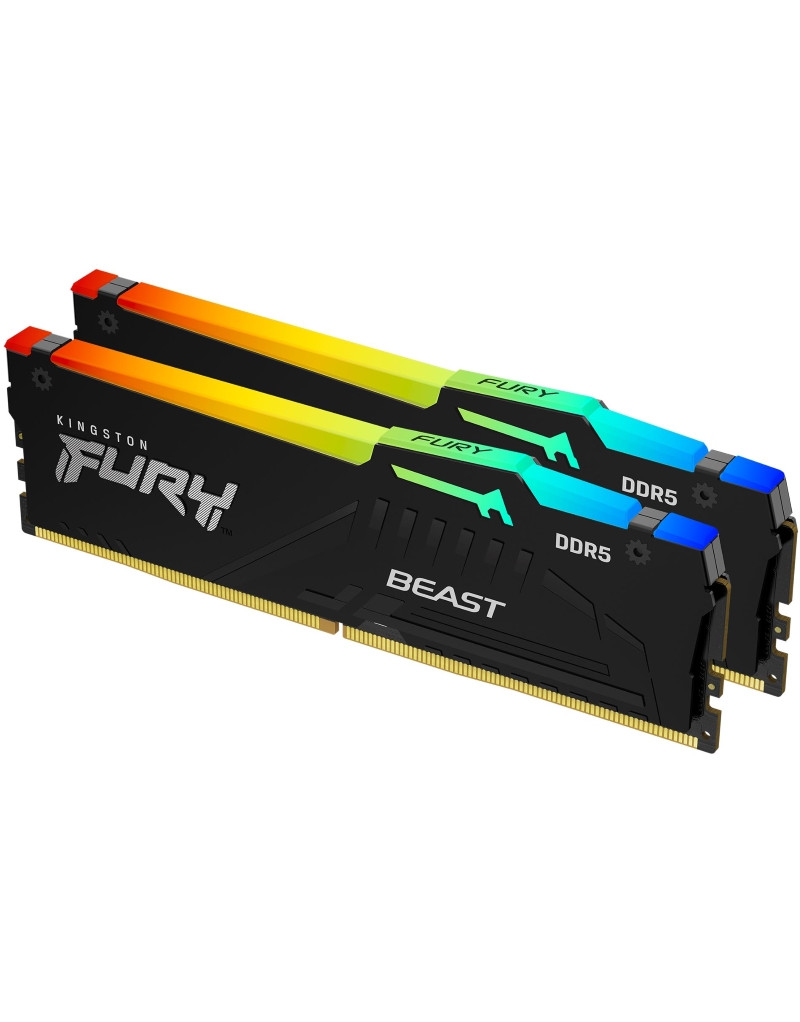 DIMM DDR5 64GB (2x32GB kit) 6400MT/s KF564C32BBEAK2-64 FURY Beast Black RGB EXPO KINGSTON - 1