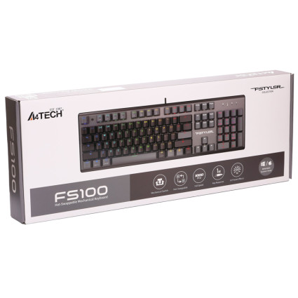 FS100 FSTYLER USB Neon Backlit US crna tastatura A4 TECH - 1