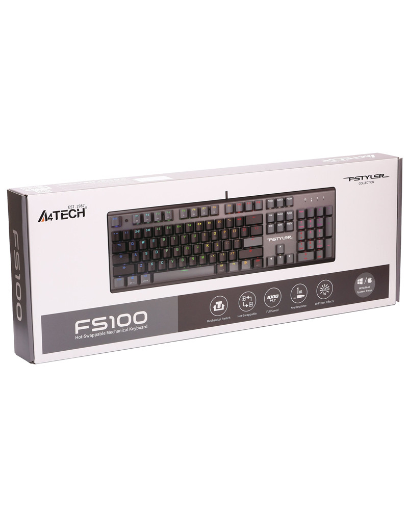 FS100 FSTYLER USB Neon Backlit US crna tastatura A4 TECH - 1