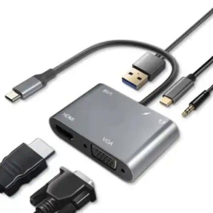 Adapter-konverter Tip C-HDMI/VGA/1xUSB 3-0//Tip C/Audio Linkom  - 1