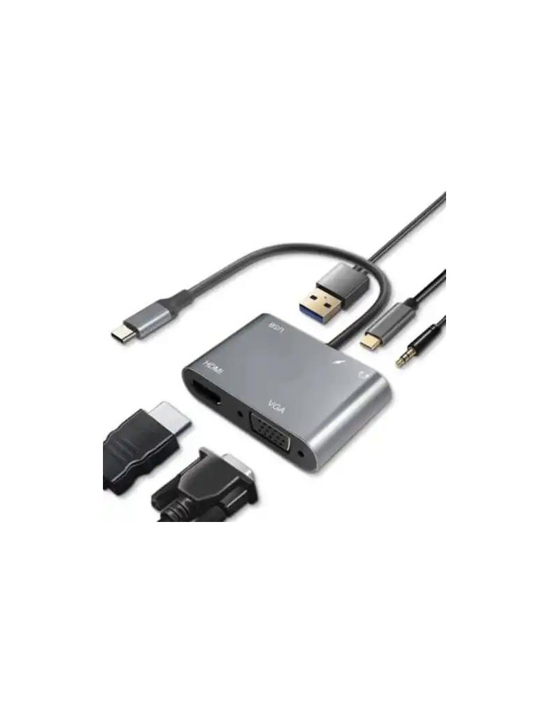 Adapter-konverter Tip C-HDMI/VGA/1xUSB 3-0//Tip C/Audio Linkom  - 1