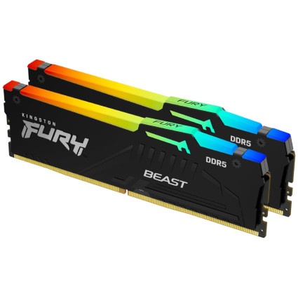 DIMM DDR5 32GB (2x16GB kit) 6400MT/s KF564C32BBEAK2-32 FURY Beast Black RGB EXPO KINGSTON - 1