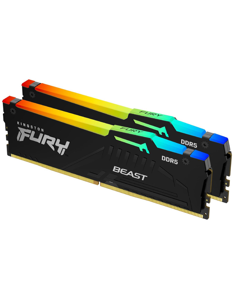 DIMM DDR5 32GB (2x16GB kit) 6400MT/s KF564C32BBEAK2-32 FURY Beast Black RGB EXPO KINGSTON - 1