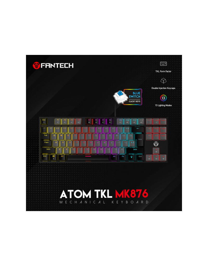 Tastatura USB Fantech MK876 RGB Atom TKL (Blue switch) US crna - 1 Tastatura USB Fantech MK876 RGB Atom TKL (Blue switch) US crna - 1