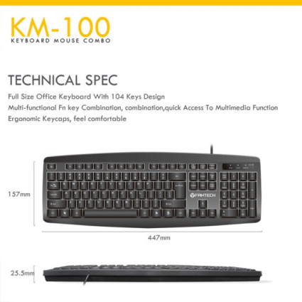 Tastatura + Mis USB Logitech Fantech GO KM-100 US crna  - 1