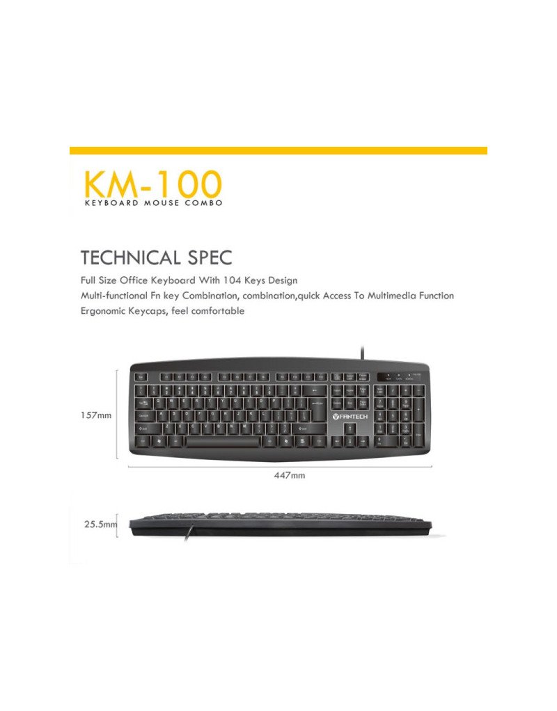 Tastatura + Mis USB Logitech Fantech GO KM-100 US crna - 1 Tastatura + Mis USB Logitech Fantech GO KM-100 US crna - 1