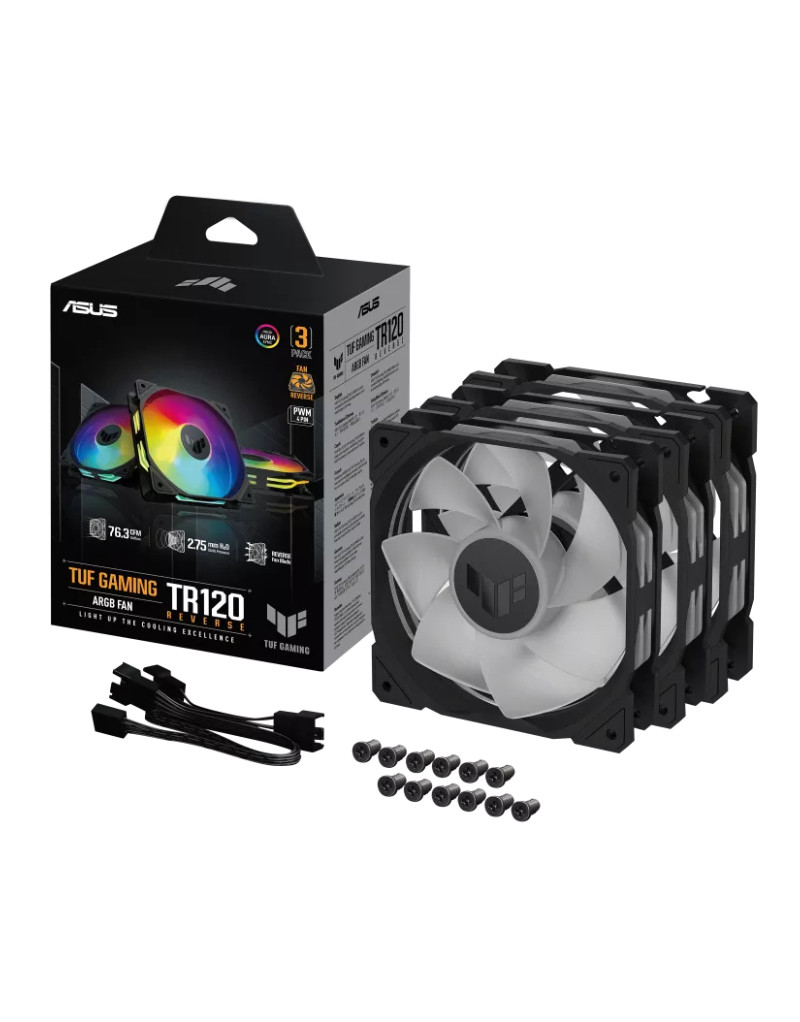 TUF GAMING TR120 ARGB REVERSE BLACK 3IN1 ventilator ASUS - 10 TUF GAMING TR120 ARGB REVERSE BLACK 3IN1 ventilator ASUS - 10