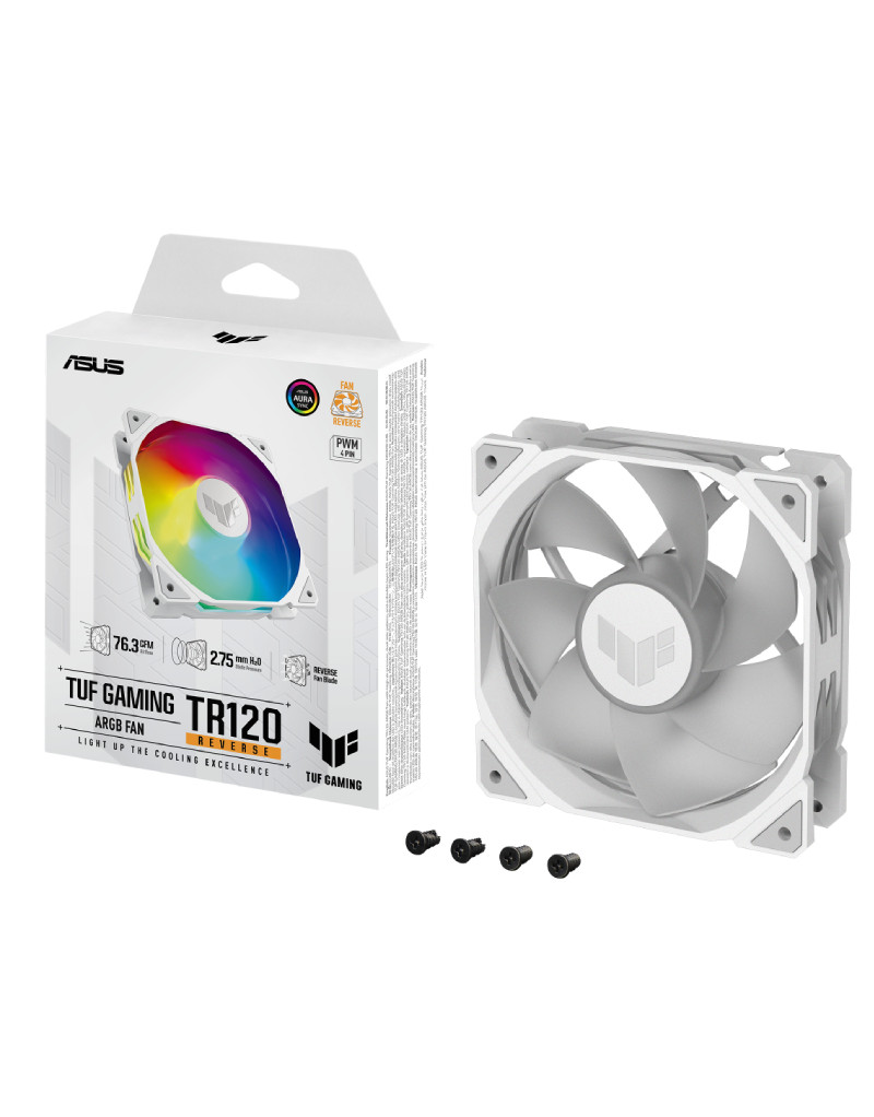 TUF GAMING TR120 ARGB REVERSE WHITE ventilator ASUS - 1