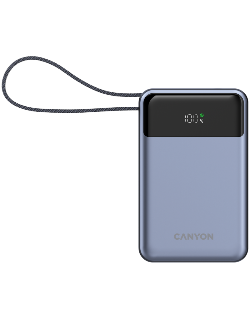 CANYON power bank OnPower 600 built-in cable 20000 mAh PD65W Dark Grey  - 1