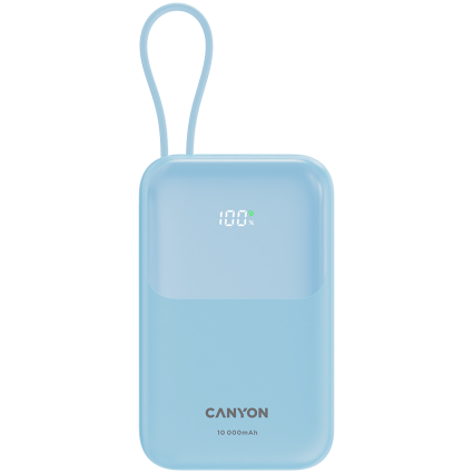 CANYON power bank OnPower 101 built-in cable 10000 mAh PD22 5W Blue  - 1