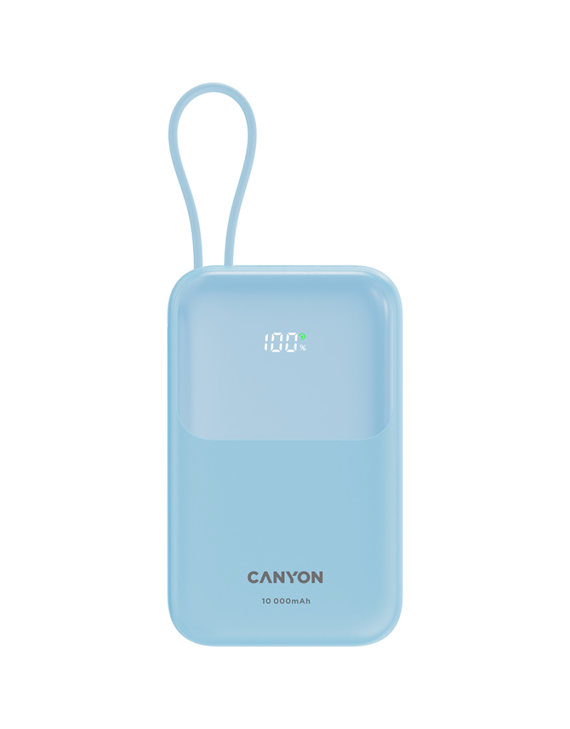 CANYON power bank OnPower 101 built-in cable 10000 mAh PD22 5W Blue - 1 CANYON power bank OnPower 101 built-in cable 10000 mAh PD22 5W Blue - 1