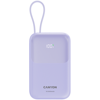 CANYON power bank OnPower 101 built-in cable 10000 mAh PD22 5W Purple  - 1