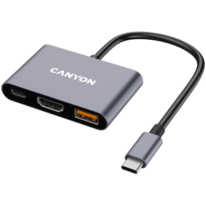 CANYON hub DS-4 3in1 USB-C Grey  - 1