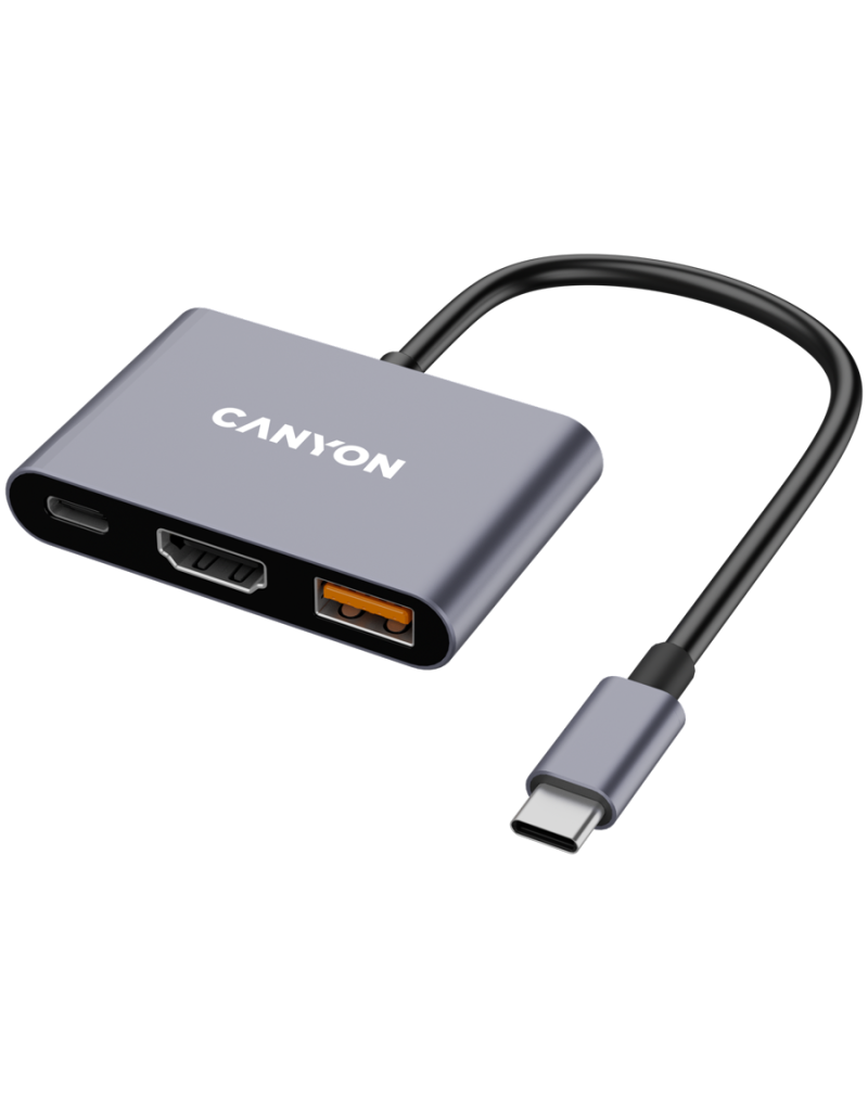 CANYON hub DS-4 3in1 USB-C Grey - 1 CANYON hub DS-4 3in1 USB-C Grey - 1
