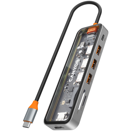 CANYON hub DS-13 7in1 4k USB-C Transparent Space Grey  - 1