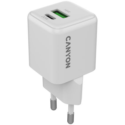 CANYON charger CU20AC GaN 20W 1xPD 1xQC EU White  - 1
