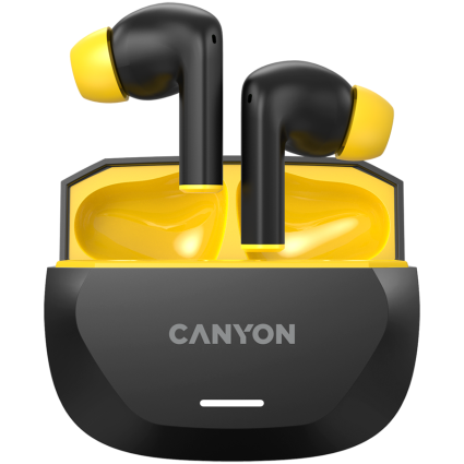 CANYON headset HEXAGON 7 TWS ANC+ENC Wireless Charge Black Yellow  - 1