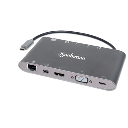 Docking station Manhattan 152808 7in1 USB-C - HDMI/VGA/mDP/3xUSB/LAN/CR/PD 60W  - 1