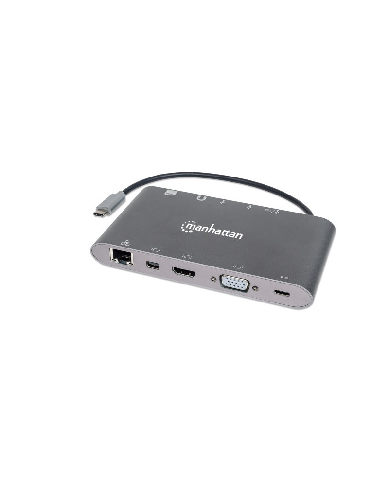 Docking station Manhattan 152808 7in1 USB-C - HDMI/VGA/mDP/3xUSB/LAN/CR/PD 60W  - 1