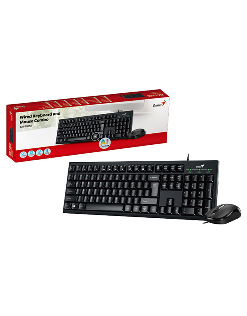 KM-100SE USB US crna tastatura+ USB crni miš GENIUS - 1