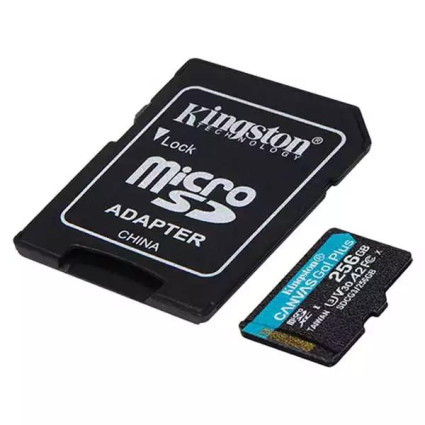 Micro SD Card 256GB Kingston+SD adapter SDCG3/256GB -  170/90 MB/s  - 1