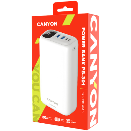  CANYON PB - 301, Power bank 30000mAh Li-poly battery, Input Micro: DC5V/2A,...  - 4