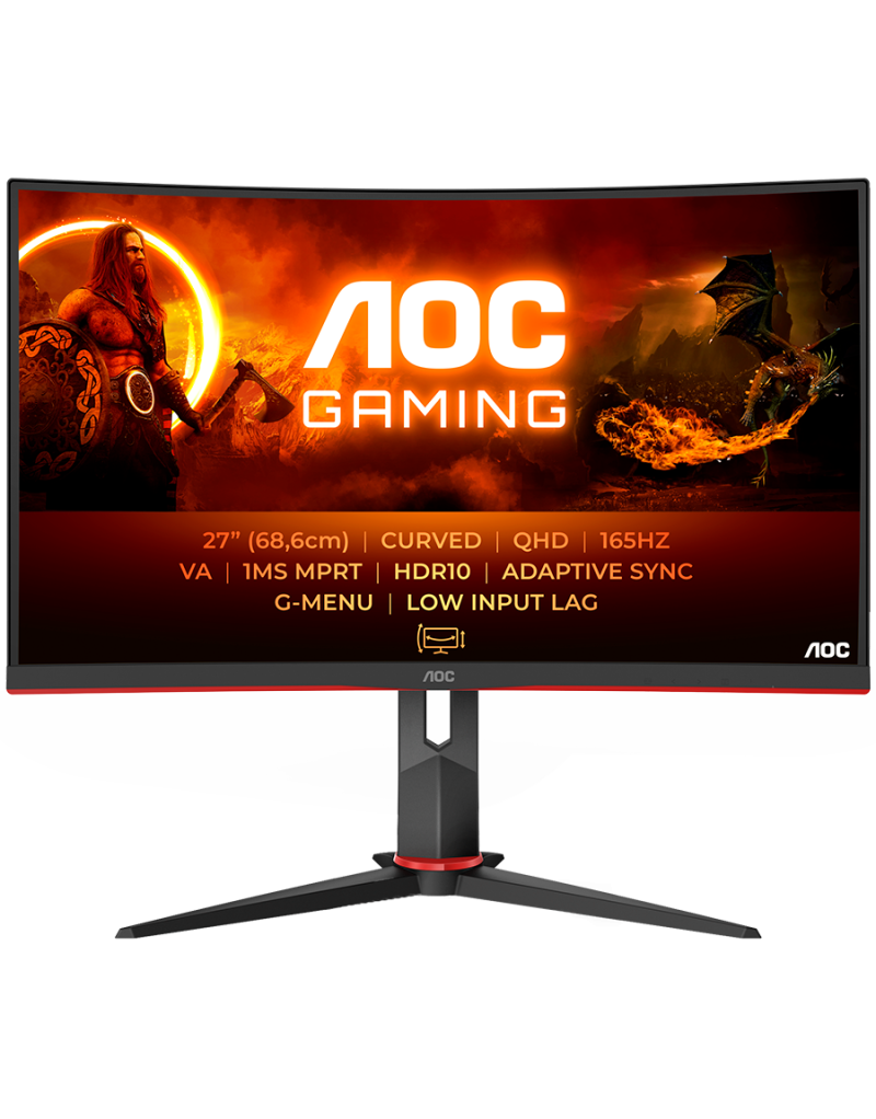  AOC Monitor LED CQ27G2S 27” Gaming Curved 144Hz QHD  27“, 16:9, 2560x1440,...  - 1