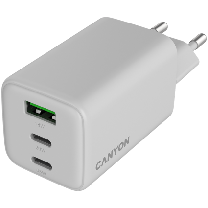 CANYON charger CU65ACC GaN 65W 2xPD 1xQC EU White  - 4