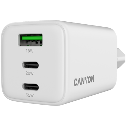 CANYON charger CU65ACC GaN 65W 2xPD 1xQC EU White  - 5