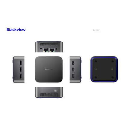 BlackView MP80 Intel N97/16GB/512GB/3xHDMI/3xUSB 3.0/2x RJ45/BT/WiFI/W11P Black  - 1