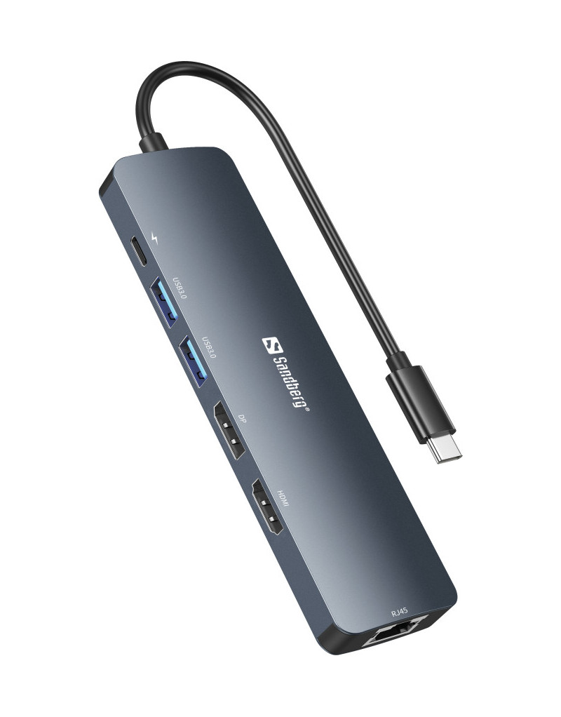 Docking station Sandberg USB-C - HDMI/DP/LAN/2xUSB 3.0/USB C PD 100W 136-43  - 1