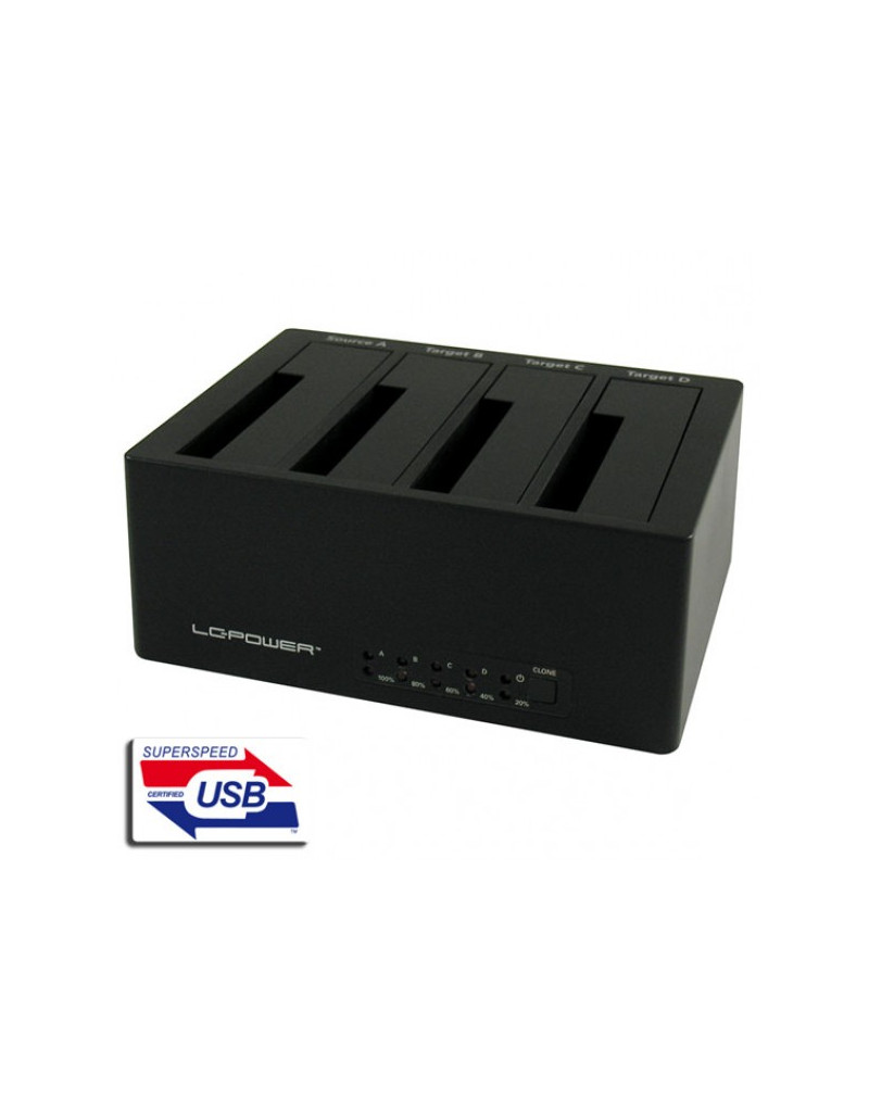 HDD D. Station 4-bay LC-DOCK-U3-4B 4xSSD/HDD, Black, USB 3.0/eSATA  - 1