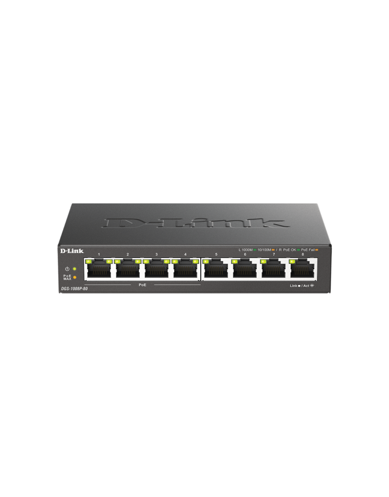 LAN Switch D-Link DGS-1008P/E 10/100/1000 8port -4Poe  - 1