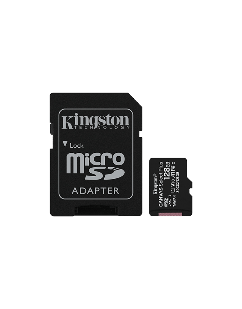 Micro SD Kingston 128GB Canvas Select Plus SDCS2/128GB + sd adapter - 1 Micro SD Kingston 128GB Canvas Select Plus SDCS2/128GB + sd adapter - 1