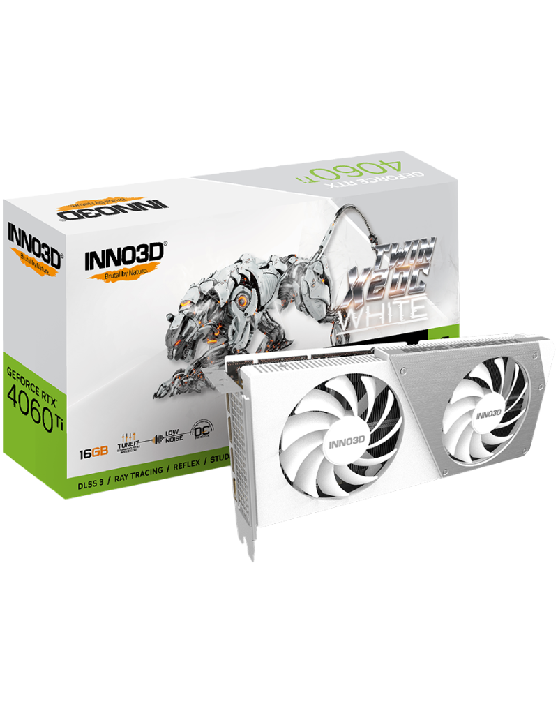  Inno3D Video Card GeForce RTX 4060 Ti Twin X2 OC WHITE 16GB GDDR6 128-bit 2595...  - 1