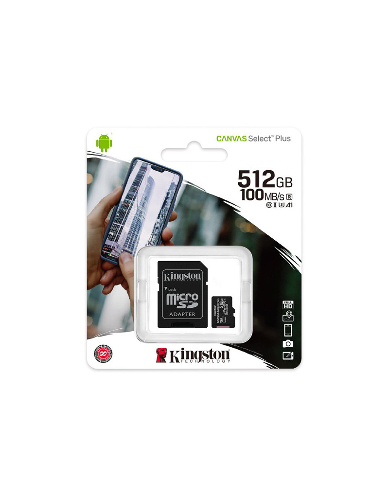 Micro SD Kingston 512GB Canvas Select Plus SDCS2/512GB +adapter - 1 Micro SD Kingston 512GB Canvas Select Plus SDCS2/512GB +adapter - 1