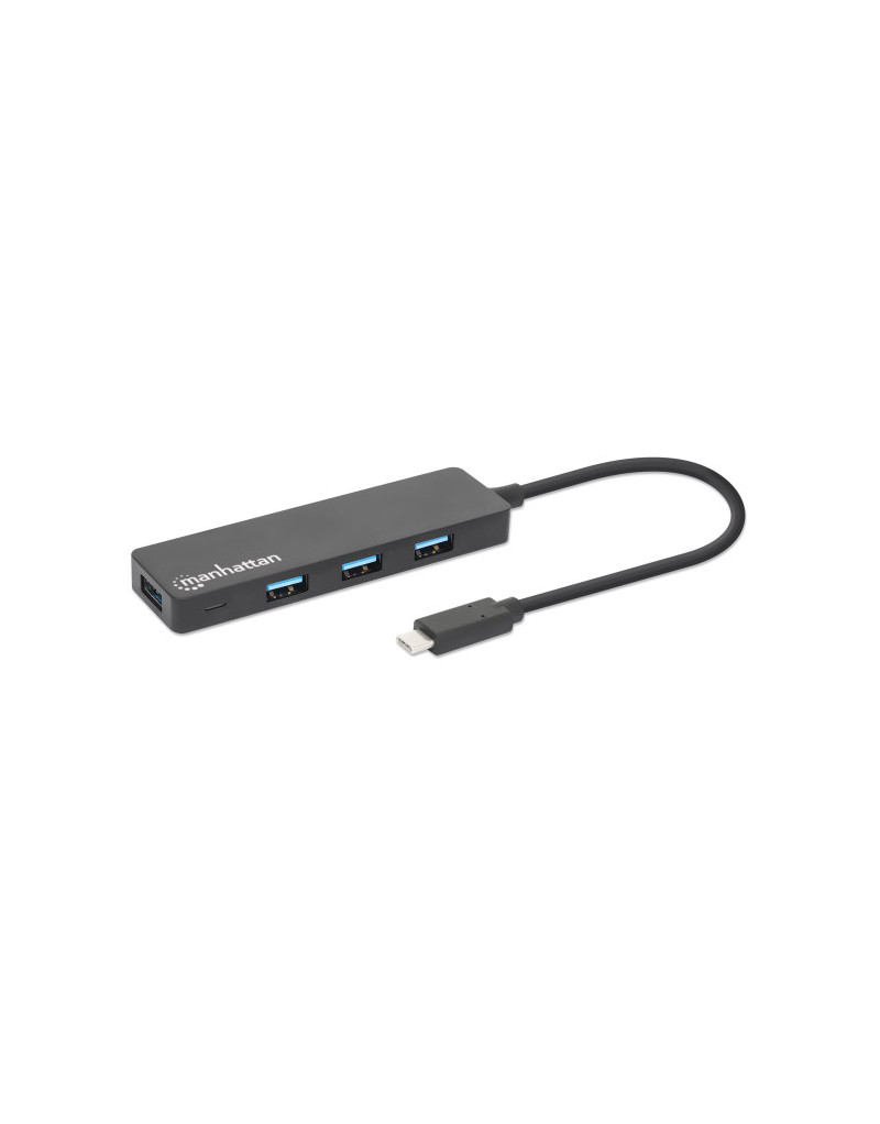USB-C HUB 4port Manhattan 164924 3.2 G1/5Gbps/Crni  - 1