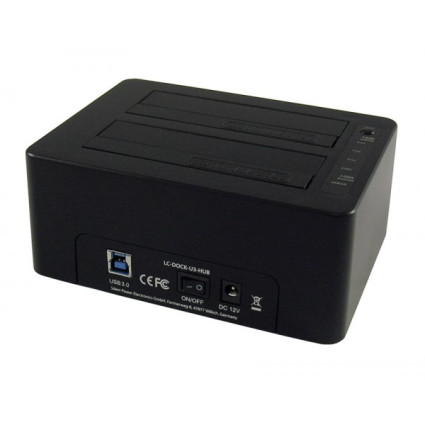 HDD D. Station dual bay LC-DOCK-U3-HUB 2xSSD/HDD, Black ,3x USB3.0 HUB  - 1