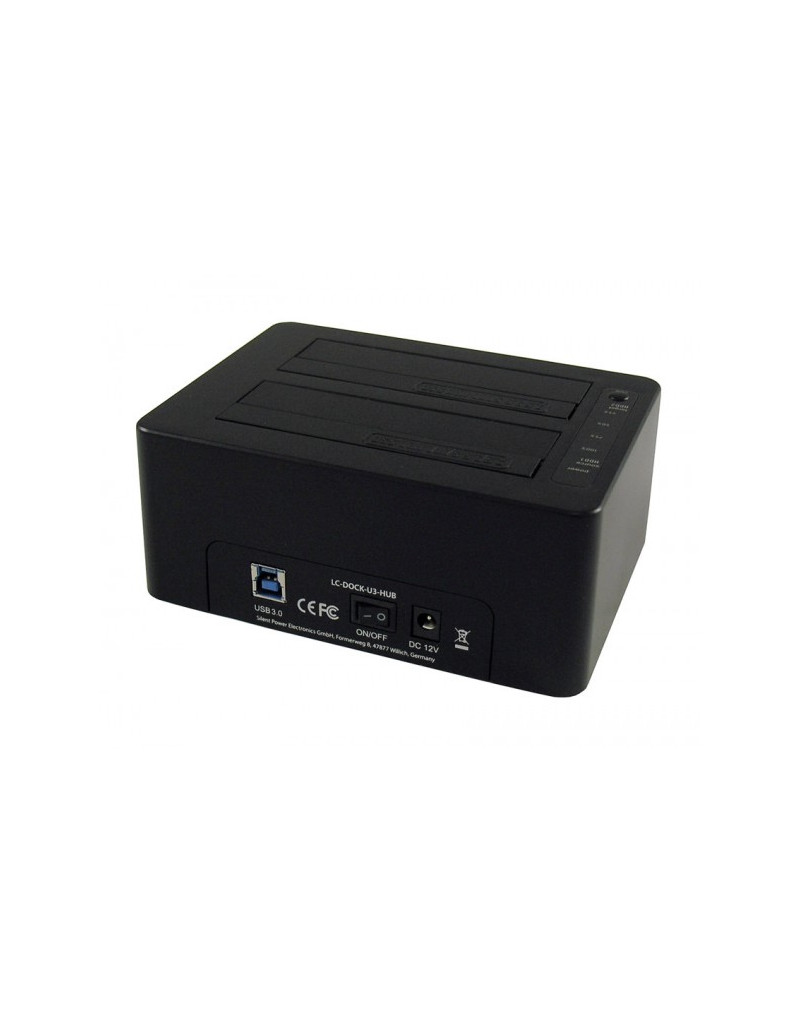 HDD D. Station dual bay LC-DOCK-U3-HUB 2xSSD/HDD, Black ,3x USB3.0 HUB  - 1