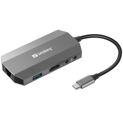 Docking station Sandberg 6in1 USB-C - HDMI/USB 3.0/USB C/LAN PD 136-33  - 1