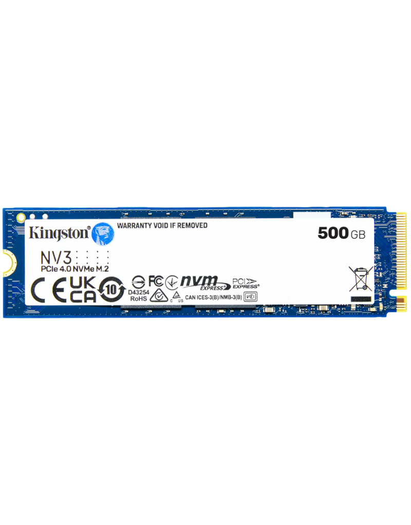 Kingston 500GB NV3 SSD M 2 2280 PCIe 4 0 NVMe, Read: 5,000/ Write: 3,000MB/s - 1 Kingston 500GB NV3 SSD M 2 2280 PCIe 4 0 NVMe, Read: 5,000/ Write: 3,000MB/s - 1