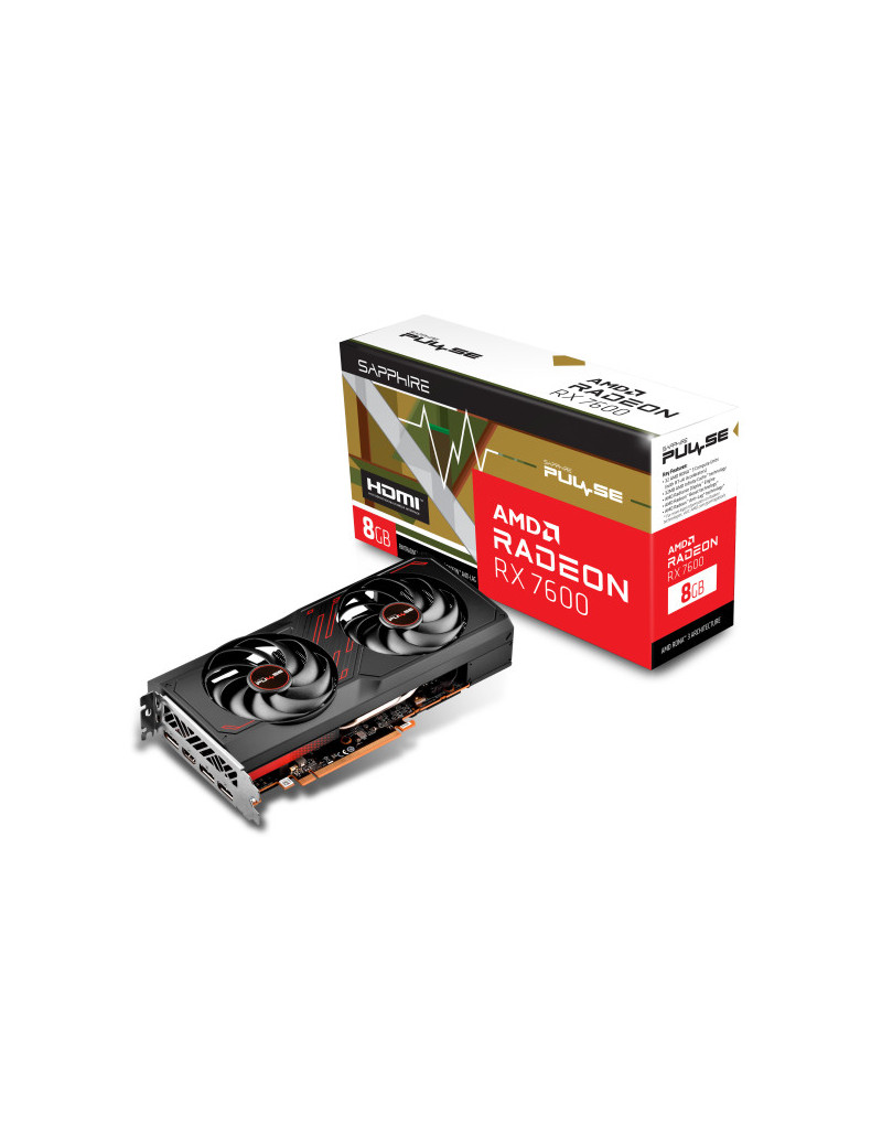 SVGA Sapphire Radeon RX 7600 Gaming OC Pulse 8GB GDDR6, 11324-01-20G - 1 SVGA Sapphire Radeon RX 7600 Gaming OC Pulse 8GB GDDR6, 11324-01-20G - 1